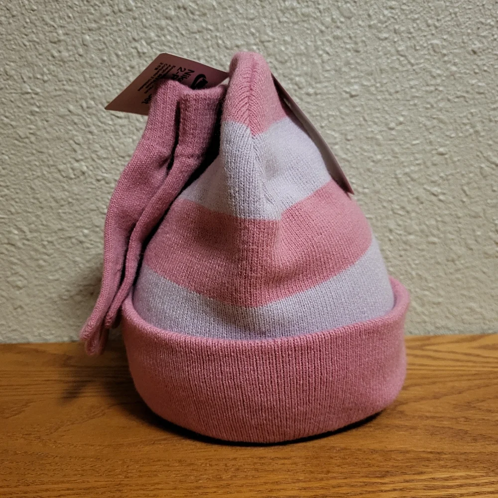 NWT Nike Pink Striped Knit Beanie and Gloves
